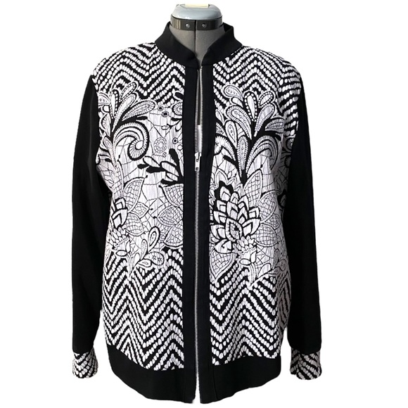 Jackets & Blazers - Zip front tapestry knit jacket XL